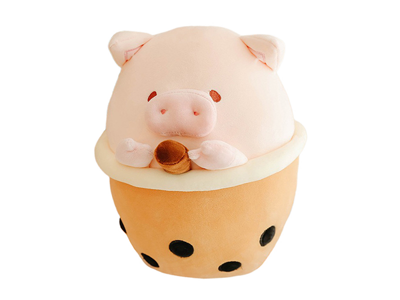 40CM Pig Milk Tea Cup Plush Pillow