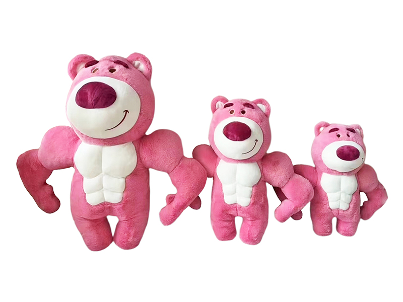 45CM Muscle Strawberry Bear Plush Doll