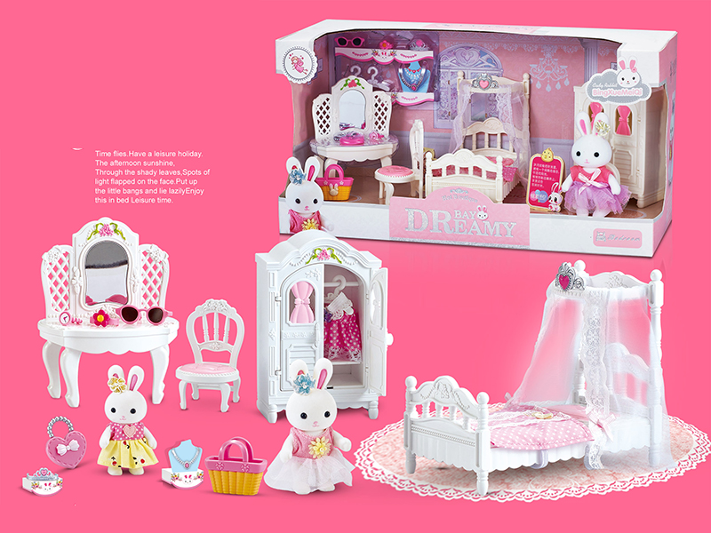 Cute Rabbit Bedroom Scene Toys