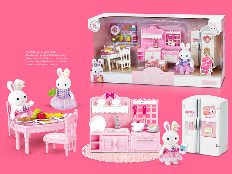 Cute Rabbit Kitchen Scene Toys