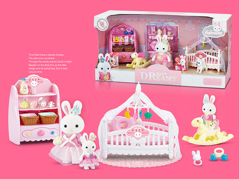 Cute Rabbit Baby Room Scene Toys