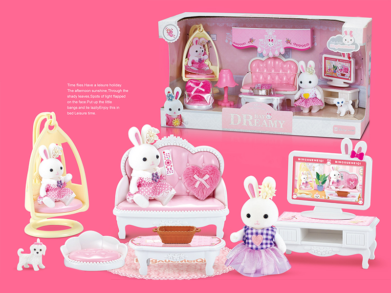 Cute Rabbit Living Room Scene Toys