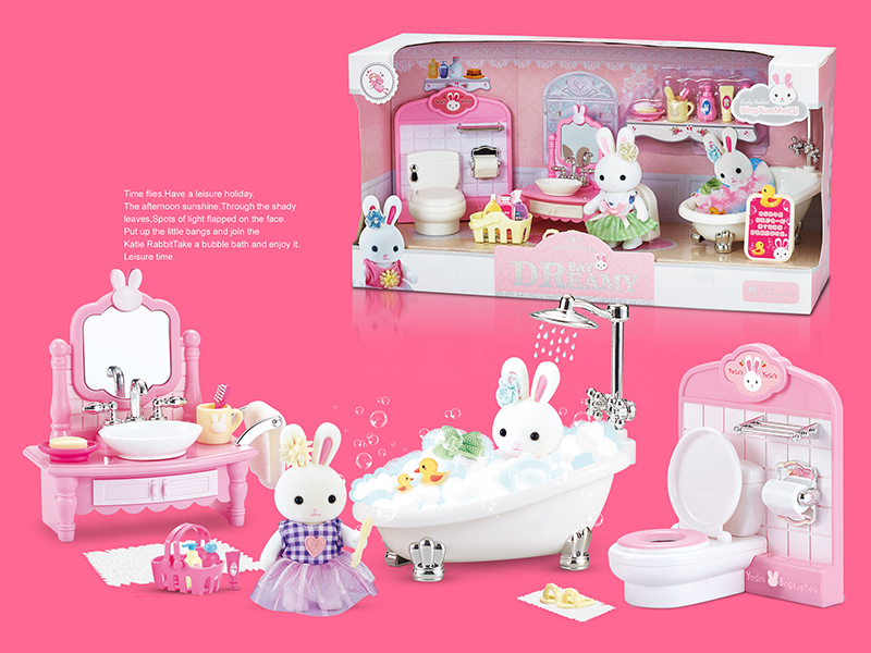 Cute Rabbit Bathroom Scene Toys