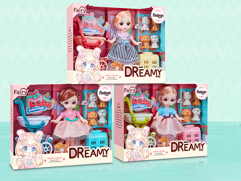 Doll Series Cute Pet Stroller Scene Toys Set