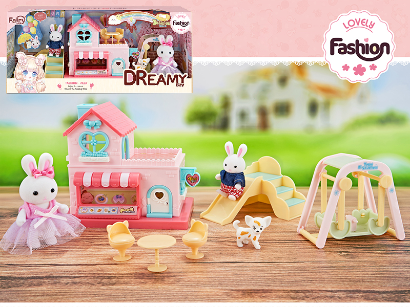 Cady Rabbit Fashion Villa Scene Toys Set