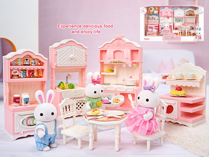 Cute Rabbit Kitchen Scene Toys Set