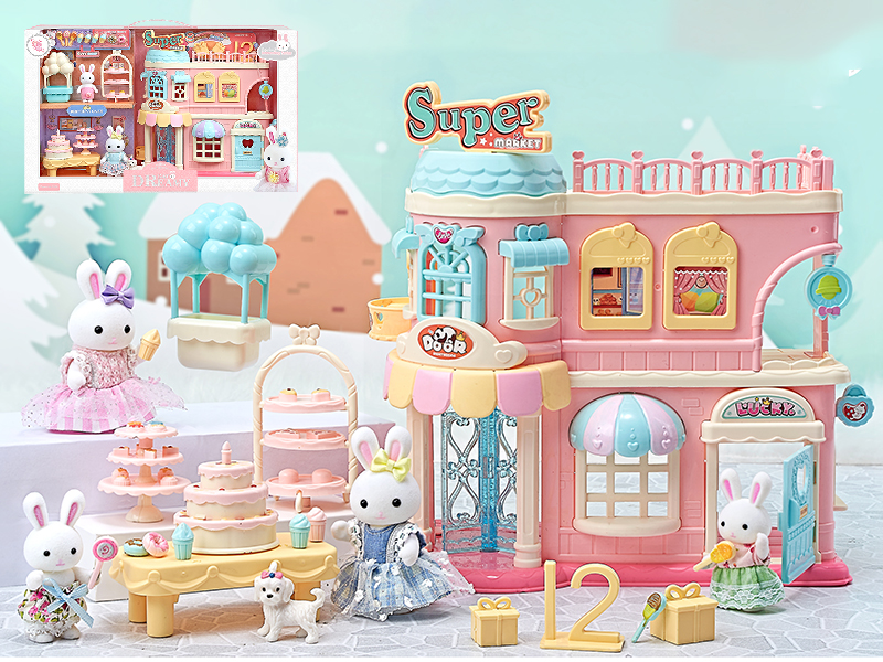 Cute Rabbit Dessert Shop Scene Toys Set
