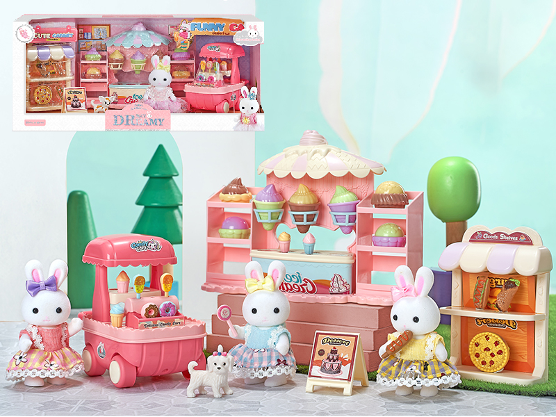 Cute Rabbit Dessert Station Scene Toys Set