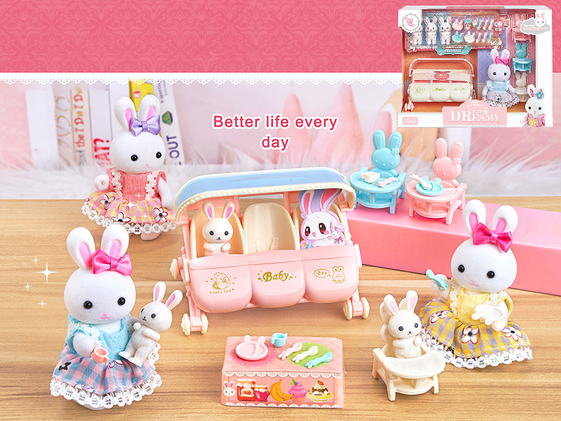 Cute Rabbit Cartoon Stroller Set