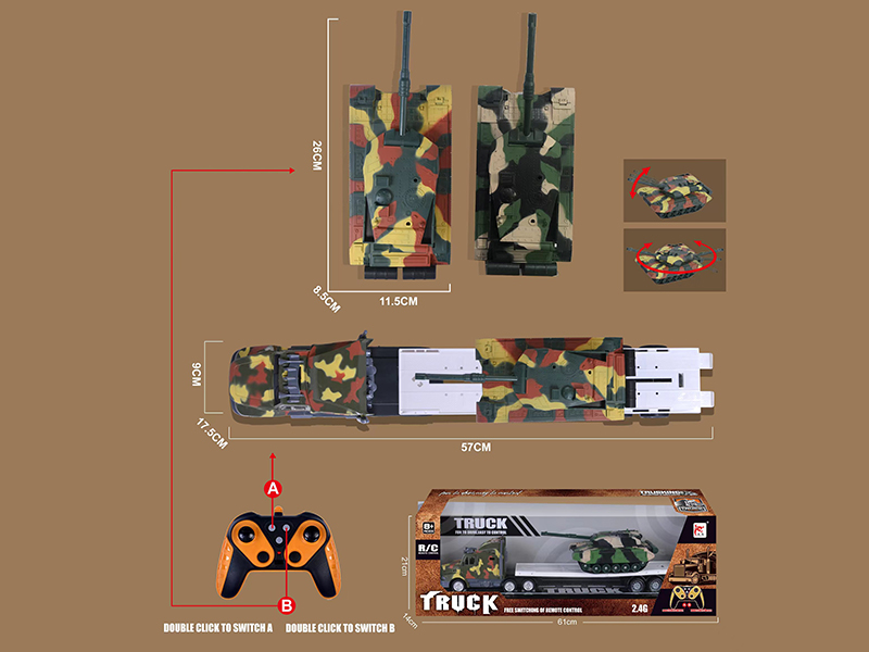 2.4G Remote Control Trailer, Tank Dual-Mode 2-In-1