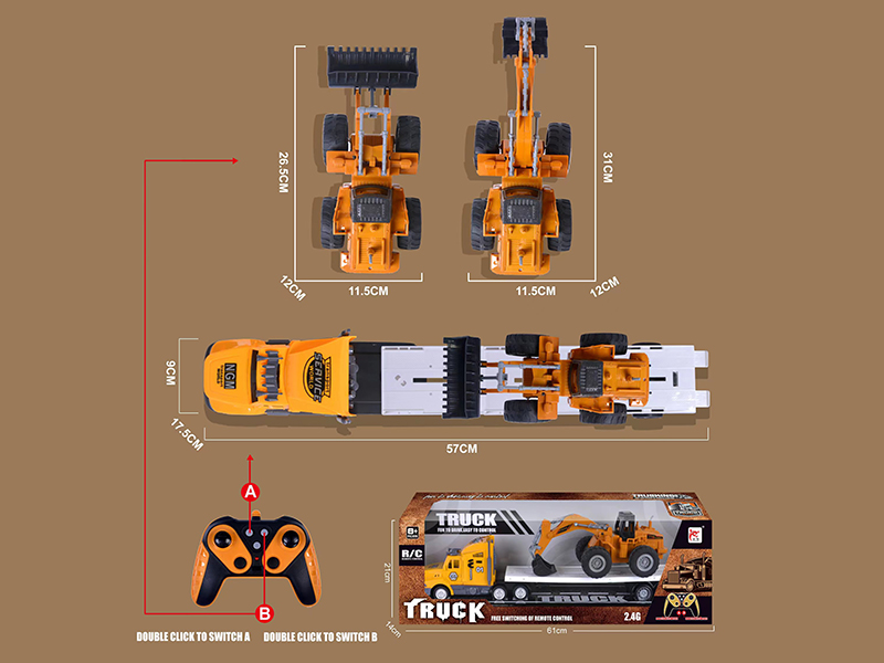 2.4G Remote Control Trailer, Engineering Truck Dual-Mode 2-In-1