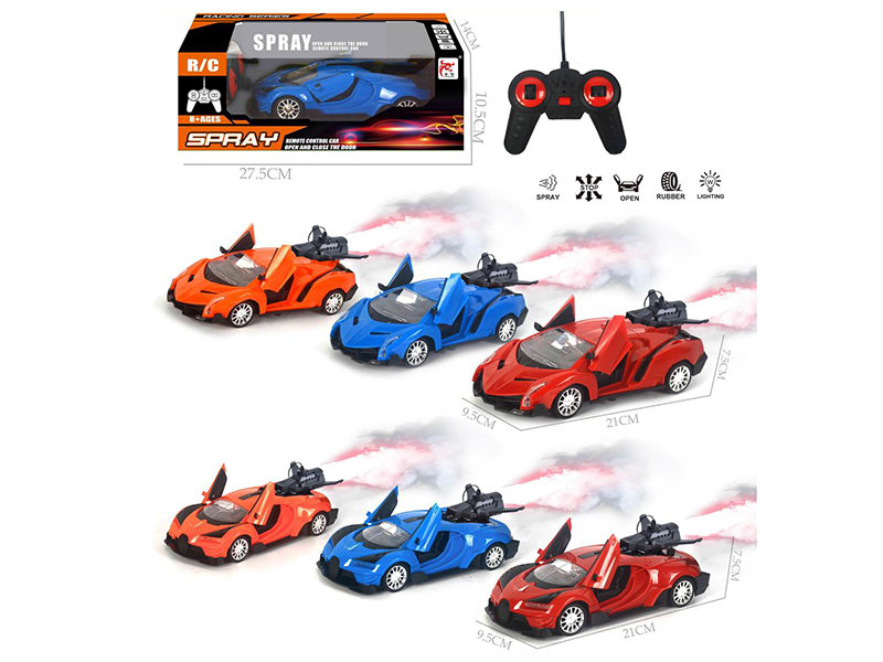 1:24 27Mhz 5-Channel Remote Control One Key Open Door Spray Simulated Sports Car