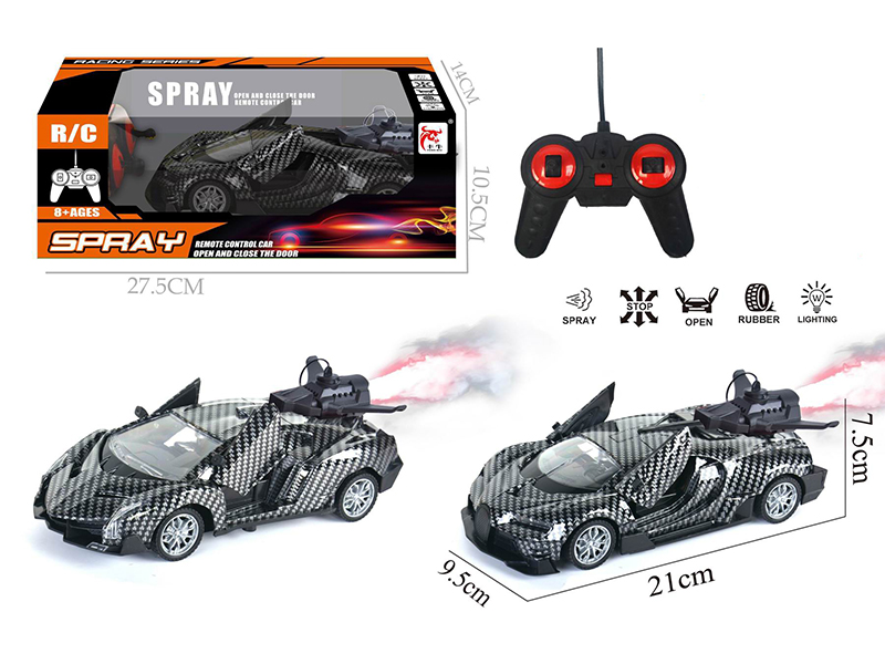 1:24 27Mhz 5-Channel Remote Control One Key Open Door Spray Simulated Sports Car(Carbon Fiber Pattern)