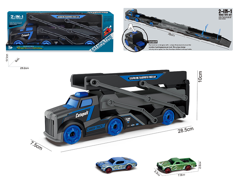 Slide Ejection Fold Track Transport Car + 2 Slide Muscle Cars