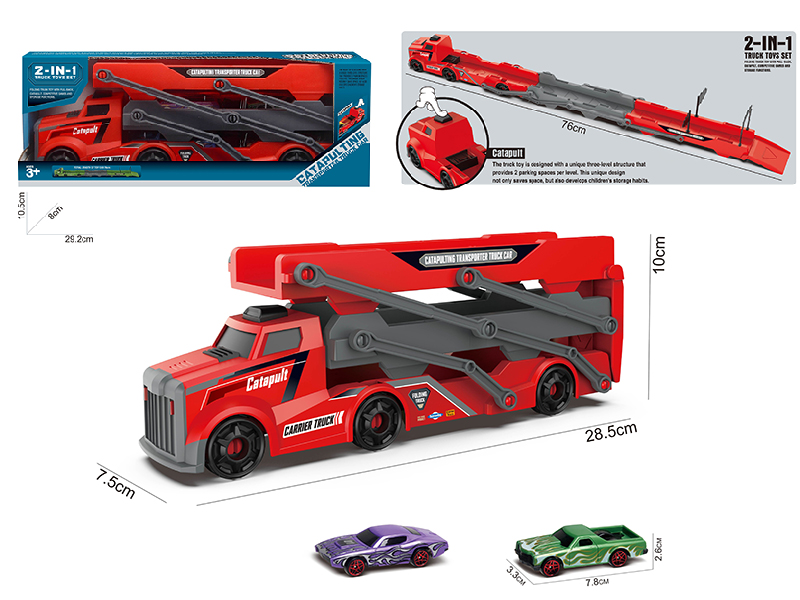 Slide Ejection Fold Track Transport Car + 2 Slide Muscle Cars