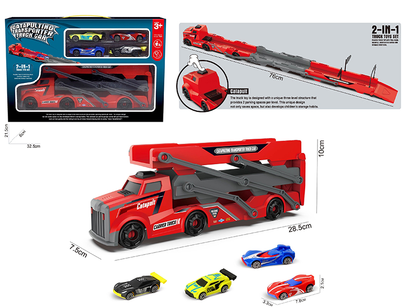 Slide Ejection Folding Track Transport Car + 4 Slide Cars