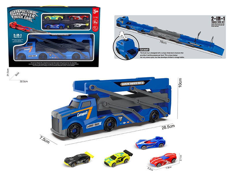 Slide Ejection Folding Track Transport Car + 4 Slide Cars