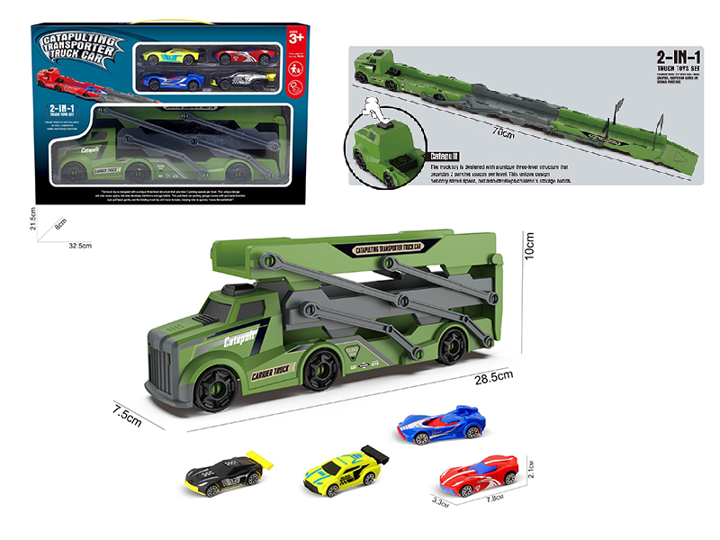 Slide Ejection Folding Track Transport Car + 4 Slide Cars