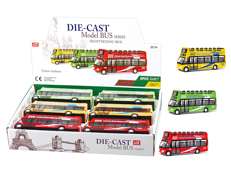 6PCS Alloy Double Decker Bus