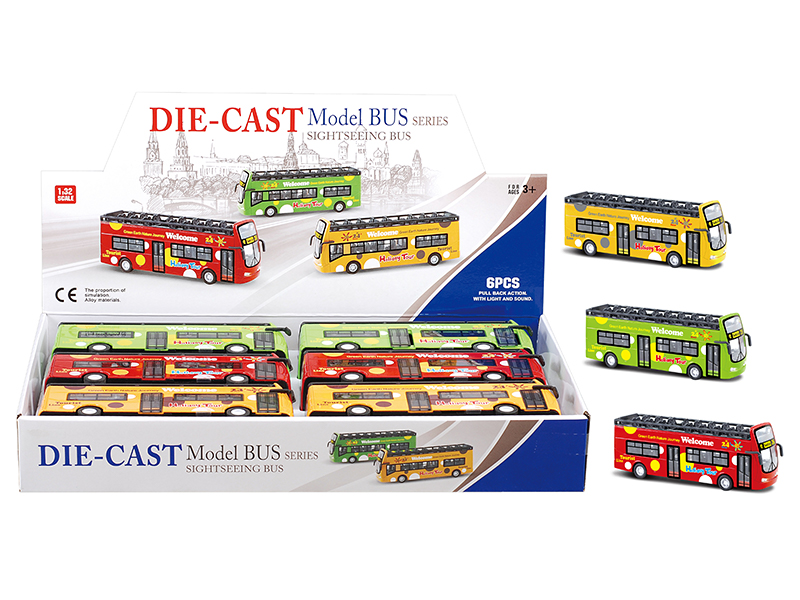 6PCS Alloy Sightseeing Bus