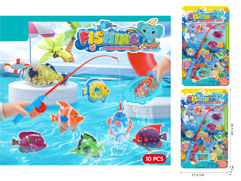 10PCS Single Rod Transparent Fish Set