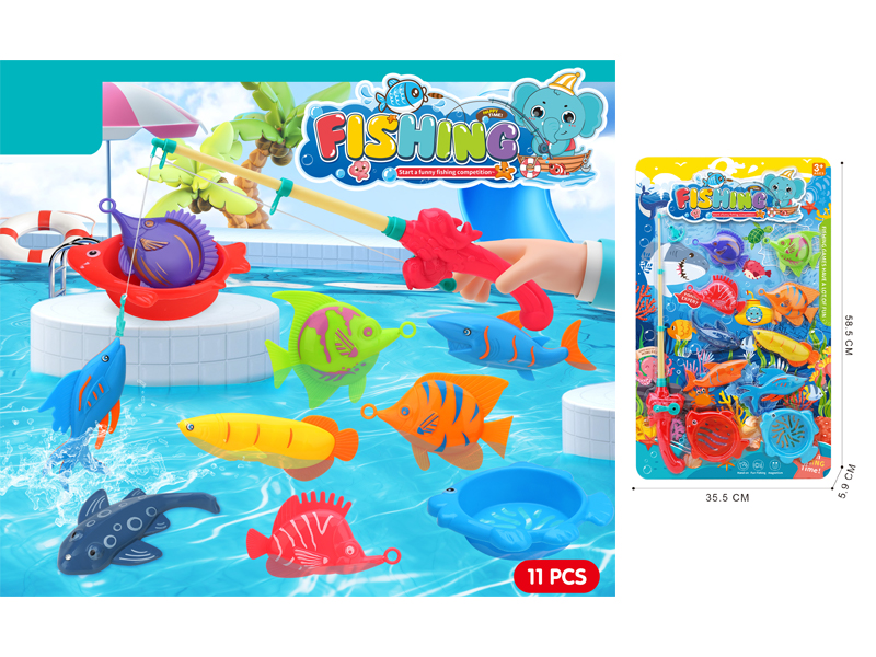 11PCS Single Rod Transparent Fish Set