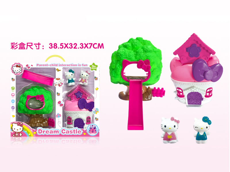 Kitty Cat Castle Slide Tree Play House Toys