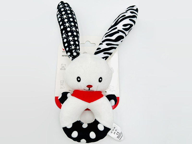 Hand Rattle Black And White Baby Plush Toy