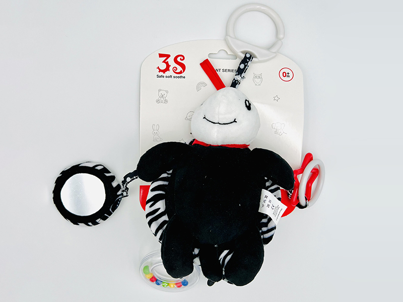 Black And White Plush Animal Teether Bedside Bell Baby Stroller Hanging Toy