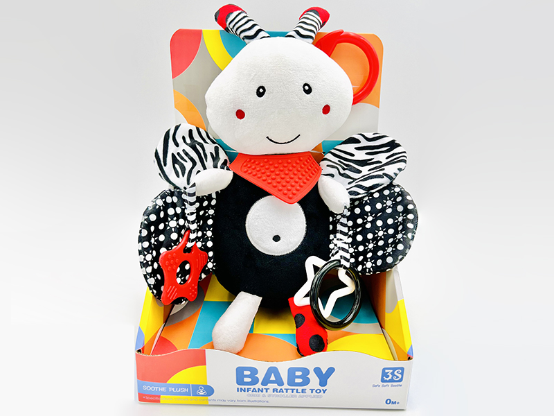 Black And White Plush Animal Baby Crib Stroller Hanging Toy