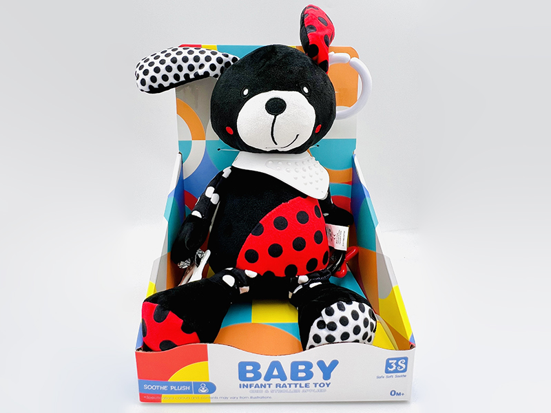 Black And White Plush Animal Baby Crib Stroller Hanging Toy