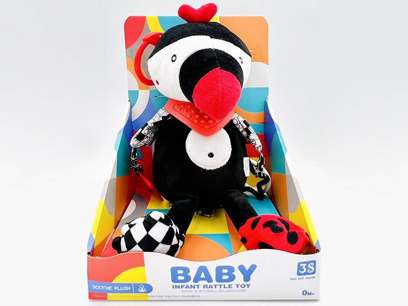 Black And White Plush Animal Baby Crib Stroller Hanging Toy