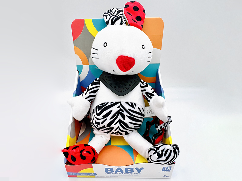 Black And White Plush Animal Baby Crib Stroller Hanging Toy