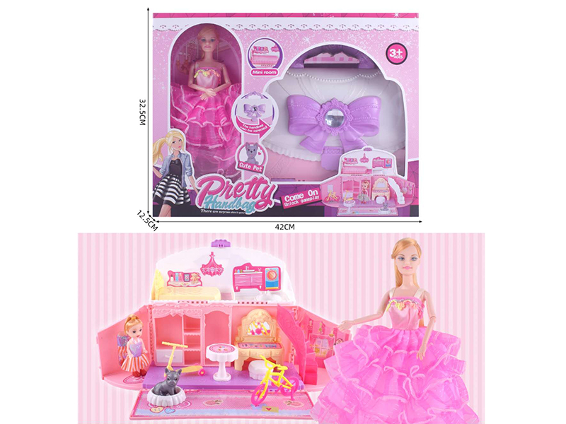 Storage Fashion Handbag Mini Room Scene Set With Doll