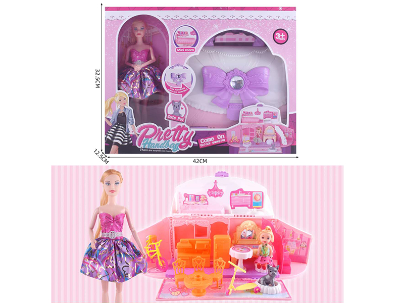 Storage Fashion Handbag Mini Room Scene Set With Doll