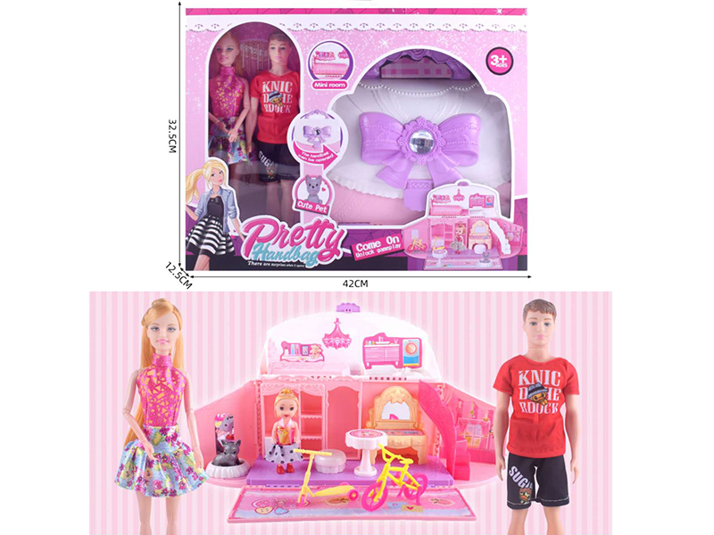 Storage Fashion Handbag Mini Room Scene Set With Doll