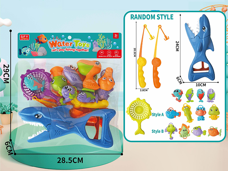 Water Toys Fishing Game + Shark Clip(12PCS)