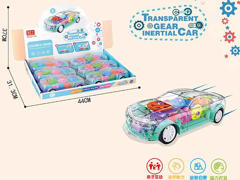 Transparent Gear Inertial Car 6pcs
