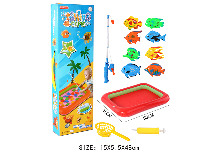Magnetism Fishing Toys + Inflatable Pool