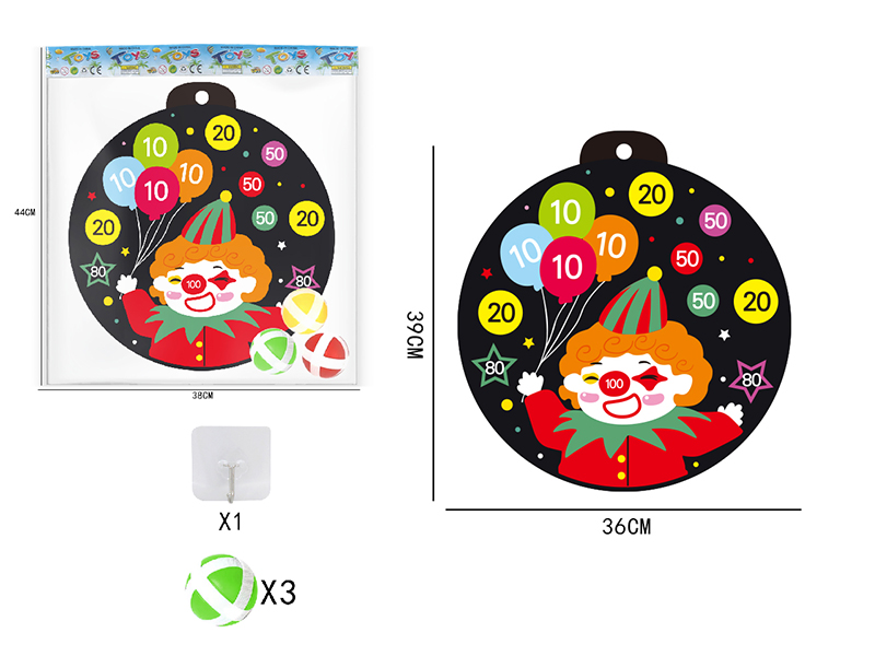 36cm Clown Velcro Dartboard(3 Sticky Balls)