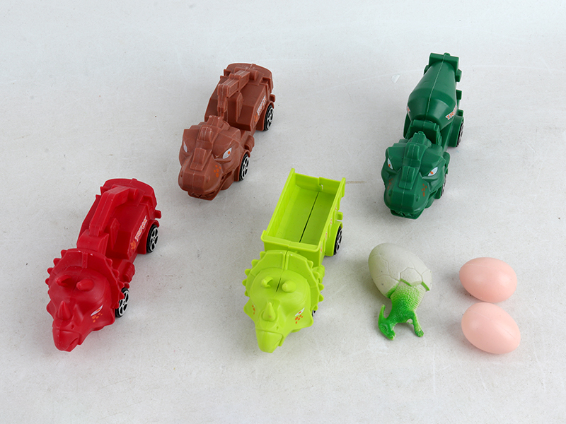 4PCS Pull Back Dinosaur Engineering Vehicle+ 3 Egg