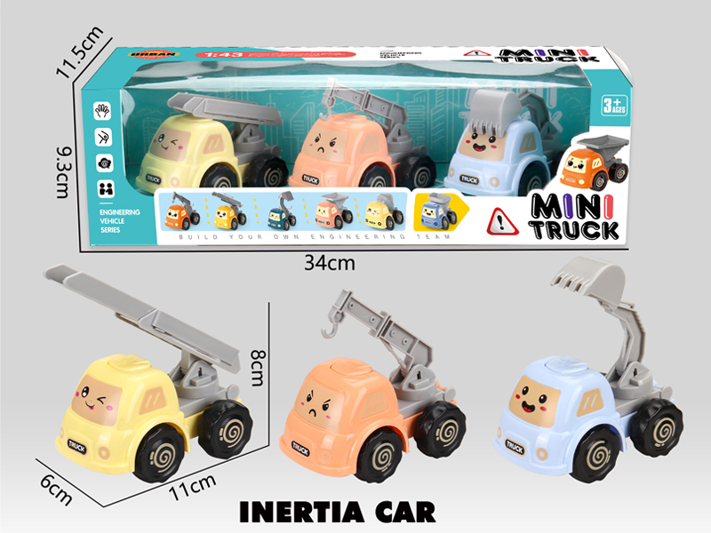 Friction Cartoon Engineering Vehicle 3PCS