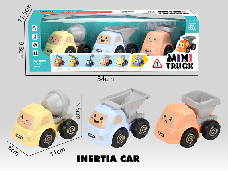Friction Cartoon Engineering Vehicle 3PCS