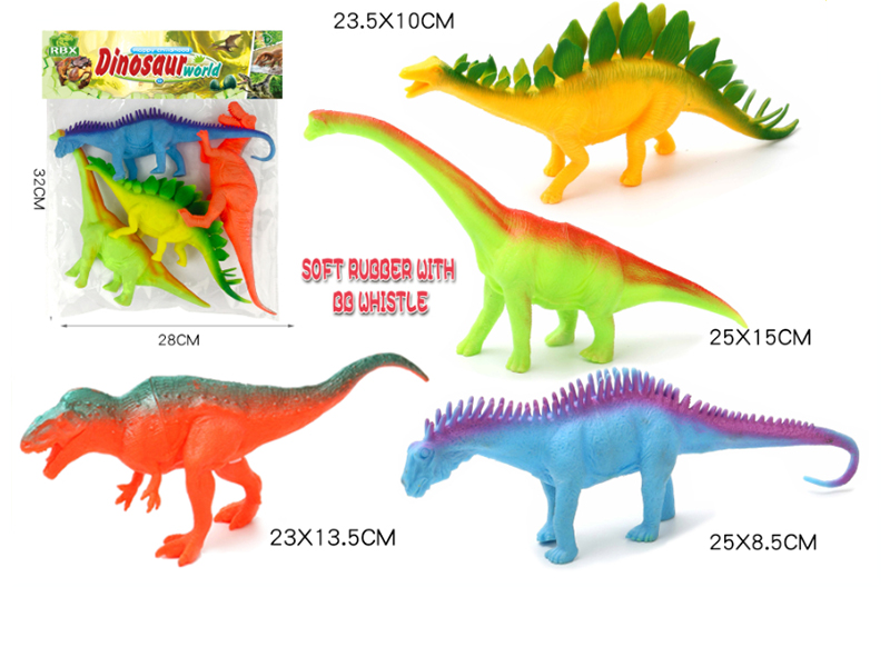 Extra-Large Size Soft Plastic Dinosaurs With BB Whistle