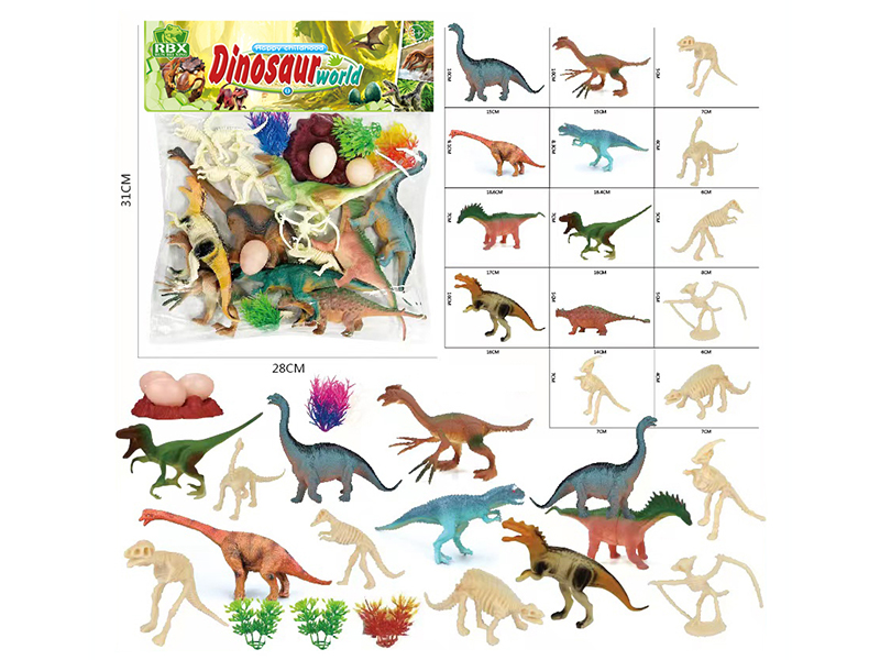8 Hand-Painted Dinosaurs +6 Dinosaur Skeletons
