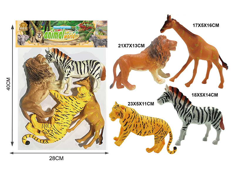 Extra-Large Size Soft Plastic Animals With BB Whistle 4PCS