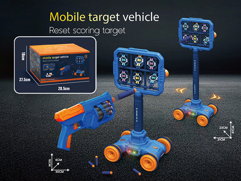 B/O Reset Scoring Mobile Target Vehicle With Lights + 8 Continuous Firing Soft Bullet Gun