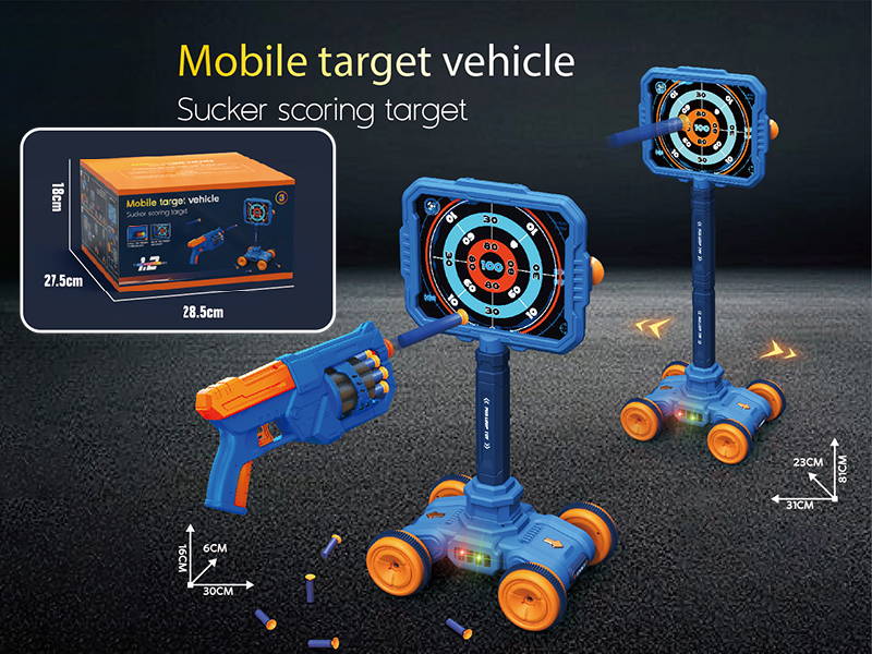 B/O Sucker Scoring Mobile Target Vehicle With Lights + 8 Continuous Firing Soft Bullet Gun