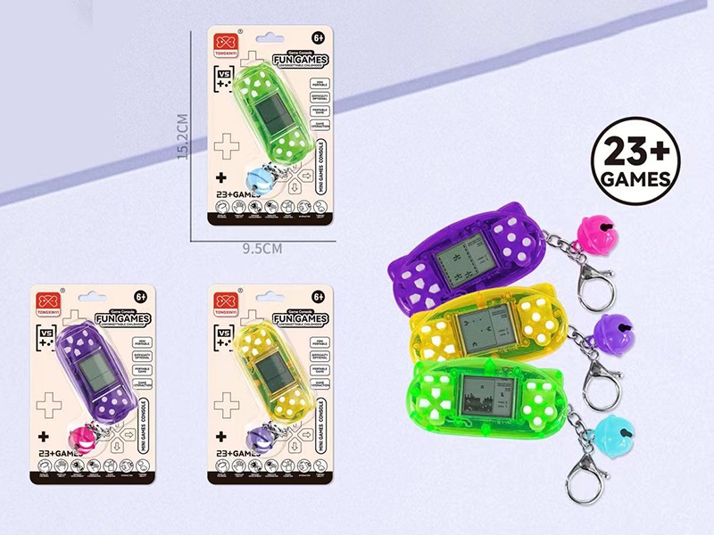 Cat Ear Mini Tetris Game Console Bell Keychain