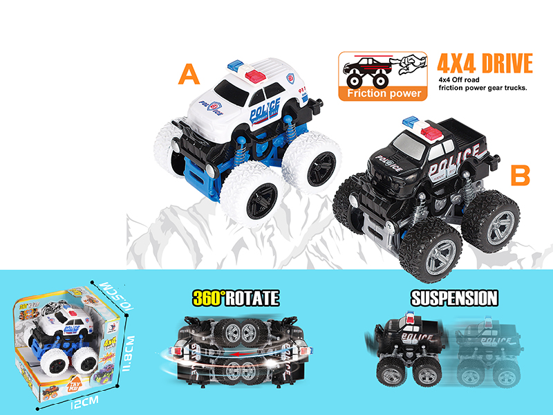 4WD Friction Stunt Off-Road Police Car